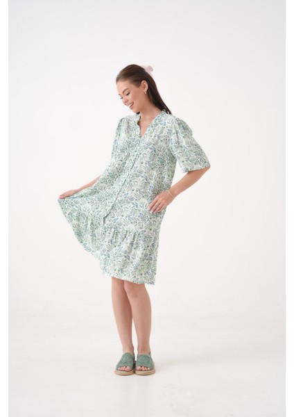 Kadın Hakim Yaka Yarım Kol Eteği Pileli Yazlık Önüi Düğmeli Gömlek Curve Elbise indirimleri