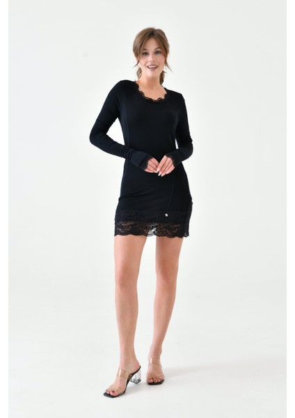 Kadın Viskon Dantel Detaylı Uzun Kol Curve Spor Şık Bluz Tunik modelleri