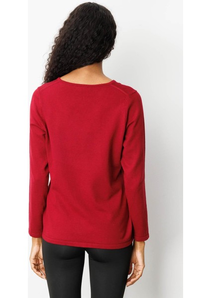 Kadın V Yaka Omuzları Boncuk Işlemeli Bluz Vişne modelleri