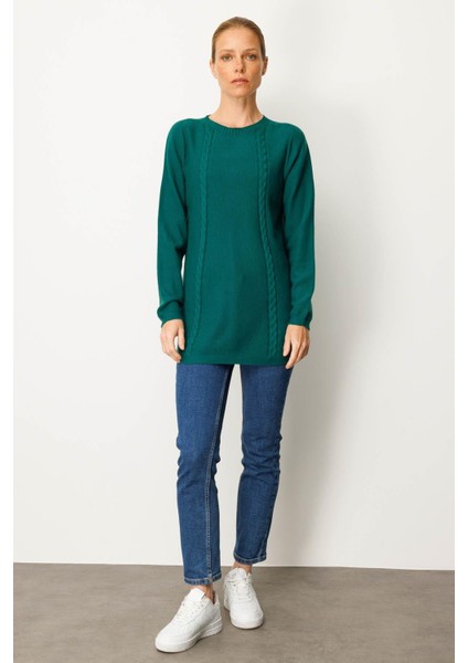 Kadın Triko Yanı Yırtmaçlı Pirinç Örgü Kazak Ö.başı fiyatları