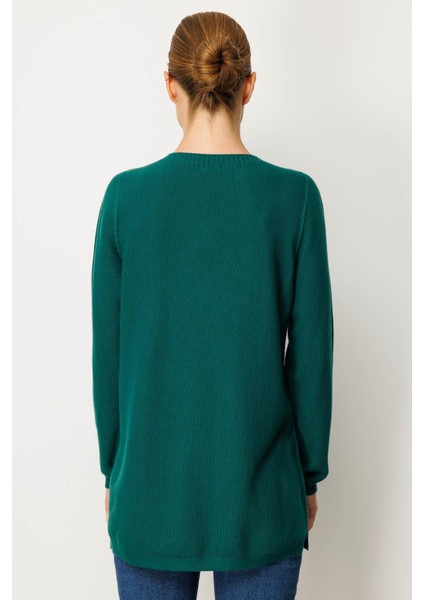 Kadın Triko Yanı Yırtmaçlı Pirinç Örgü Kazak Ö.başı modelleri