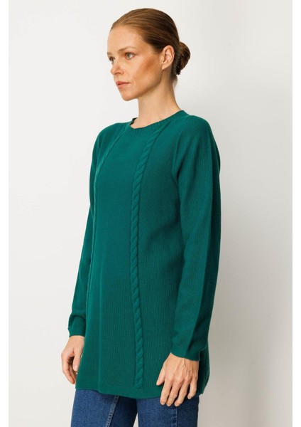 Kadın Triko Yanı Yırtmaçlı Pirinç Örgü Kazak Ö.başı fırsatları