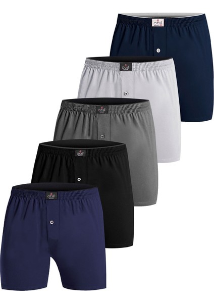 Premium 5'li Erkek Boxer Düğmeli, Süprem - Hediye Kutulu, %100 Pamuk, Ultra Yumuşak Kumaş, Rahat Kalıp, Etiketsiz ve Kaliteli Iç Giyim