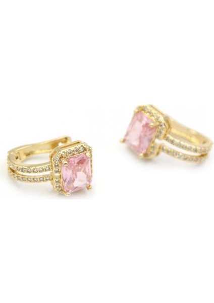 Taşlı Küpe - Pembe