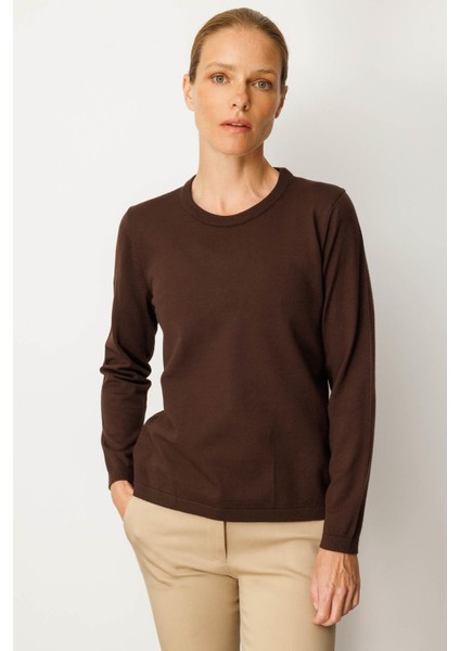 Kadın Basic Sıfır Yaka Kazak Kahve fırsatları