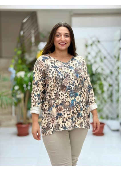 NC23721 Dijital Baskı Italyan Triko Bluz modelleri