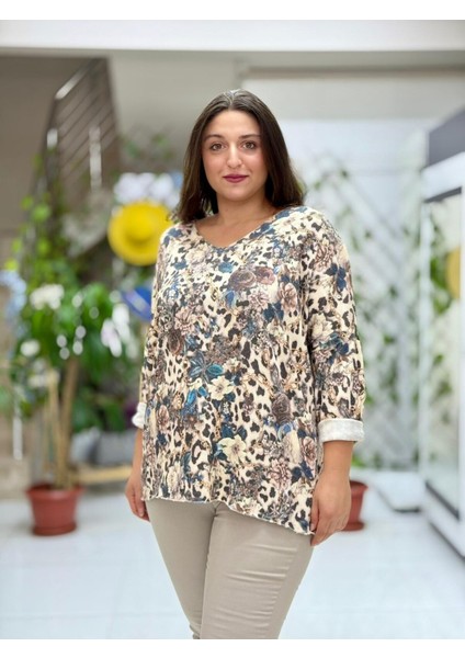 NC23721 Dijital Baskı Italyan Triko Bluz fırsatları