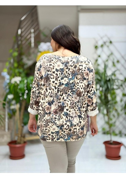 NC23721 Dijital Baskı Italyan Triko Bluz indirimleri