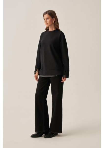 Siyah-Yumuşak Dokulu Deri Garnili Tunik fiyatları