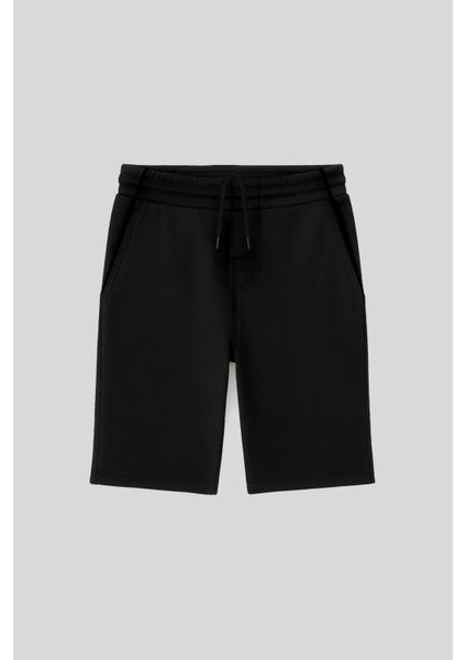 Siyah Standart Fit Basic Erkek Çocuk Şort - 11284