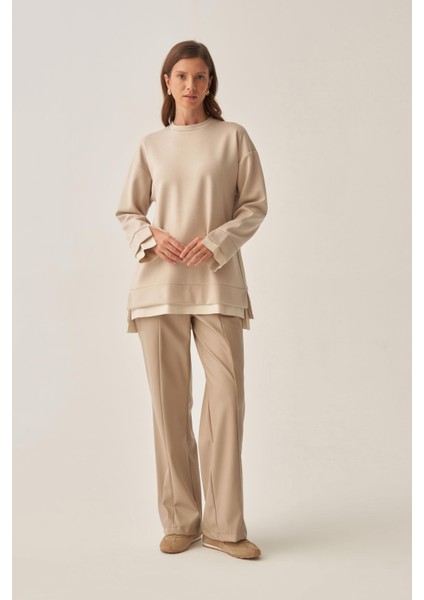 Taş-Yumuşak Dokulu Deri Garnili Tunik