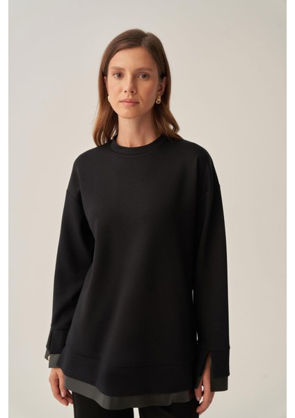 Siyah-Yumuşak Dokulu Deri Garnili Tunik fırsatları