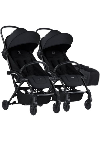 Connect³ Ikiz Bebek Arabası / Black - Black & Yan Düzenleyici Çanta Hediyeli