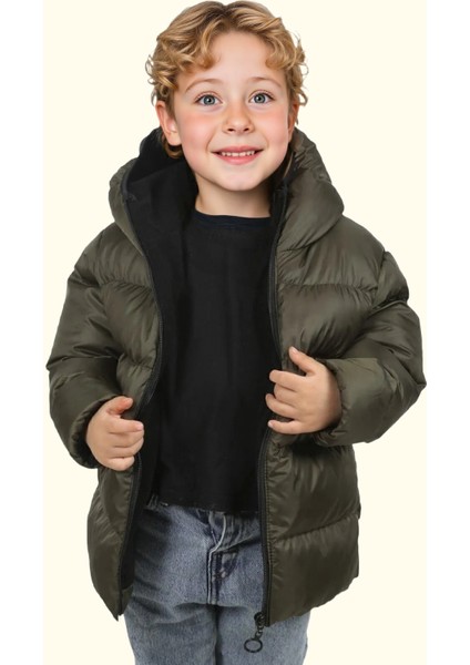 Spor Erkek Spor Çocuk Polarlı Kapüşonlu Su Geçirmez Rüzgara Mont - Kaban