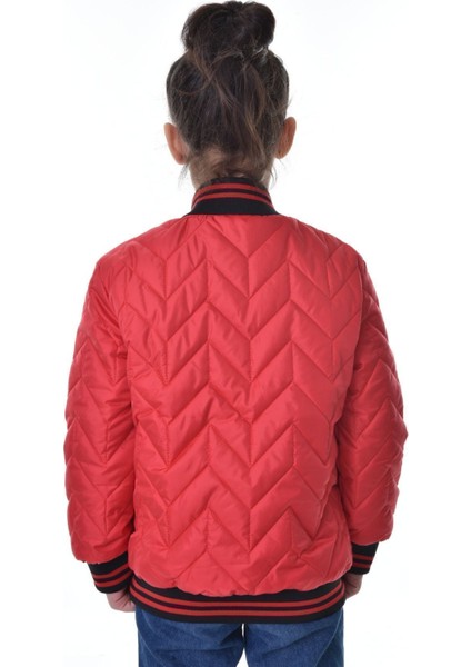 Erkek Çocuk Kırmızı Kolej Yaka Içi Astarlı Su ve Rüzgar Geçirmez Fermuarlı Cep Mont Ceket