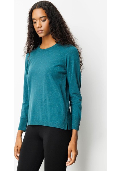 Kadın Sıfır Yaka Yırtmaçlı Yanı Düğmeli Bluz Yeşil fiyatları