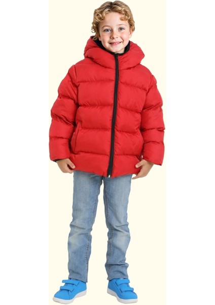 Spor Erkek Çocuk Polarlı Kapüşonlu Su Geçirmez Rüzgara Dayanıklı Cepli Mont