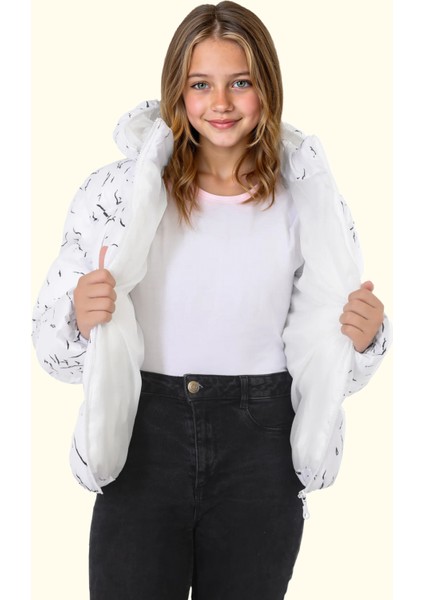 Spor Kız Çocuk Çıkabilir Kapüşonlu Su ve Rüzgar Geçirmez Cepli Mont & Kaban & Parka