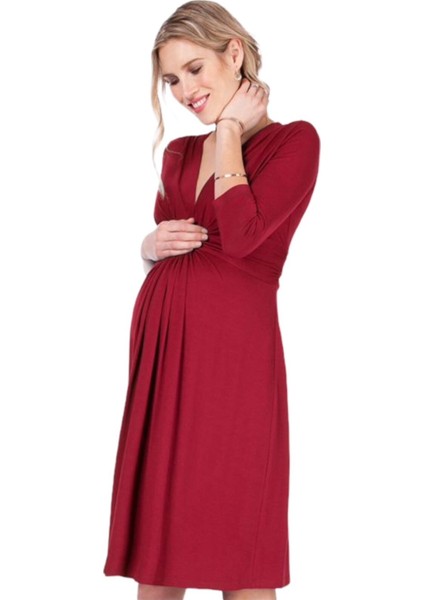 Kadın Göğüs Altında Düğüm Model Truvakar Kol Spor Şık Viskon Hamile Elbisesi indirimleri
