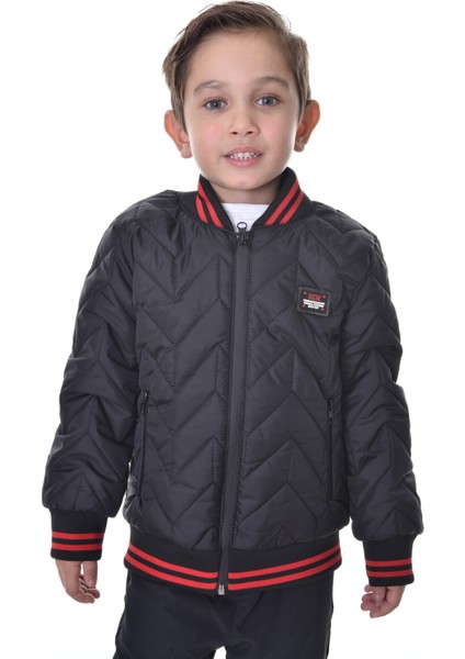 Spor Erkek Çocuk Kolej Yaka Astarlı Su ve Rüzgar Geçirmez Fermuarlı Cep Mont Ceket