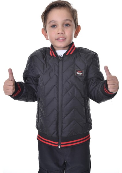 Spor Erkek Çocuk Kolej Yaka Astarlı Su ve Rüzgar Geçirmez Fermuarlı Cep Mont Ceket