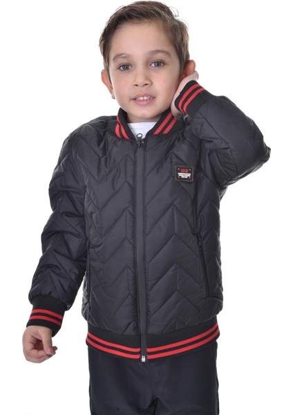 Spor Erkek Çocuk Kolej Yaka Astarlı Su ve Rüzgar Geçirmez Fermuarlı Cep Mont Ceket