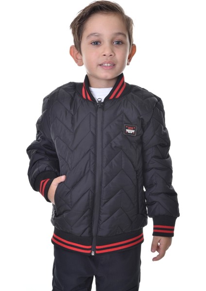 Spor Erkek Çocuk Kolej Yaka Astarlı Su ve Rüzgar Geçirmez Fermuarlı Cep Mont Ceket