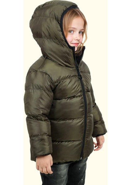 Spor Kız Çocuk Polarlı Kapüşonlu Su Geçirmez Rüzgara Dayanıklı Mont & Kaban