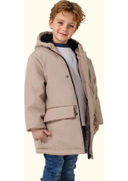 Spor Erkek Çocuk Kürklü Su Ve Rüzgar Geçirmez Kapüşonlu 3 Cep Mont & Kaban & Parka