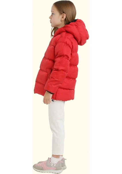 Kız Çocuk Polarlı Kürklü Kapüşonlu Su Geçirmez Rüzgara Dayanıklı Şişme Kışlık Mont indirimleri