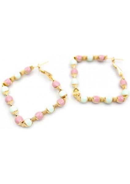 Mineli Halka Küpe - Pembe