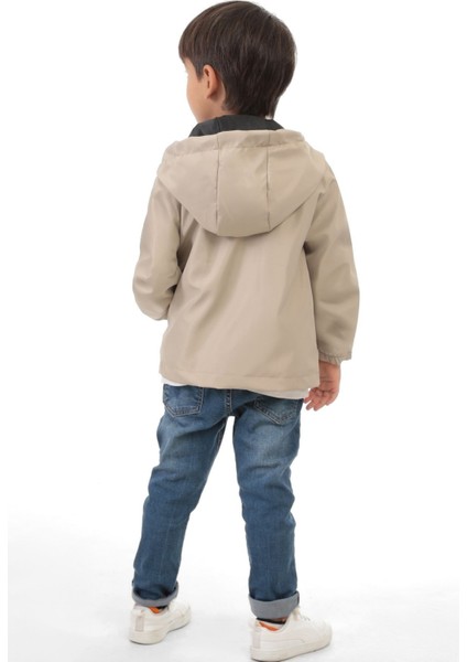 Erkek Çocuk Taş Astarlı Su ve Rüzgar Geçirmez Kapüşonlu Çift Fermuarlı Yağmurluk Y-15-C