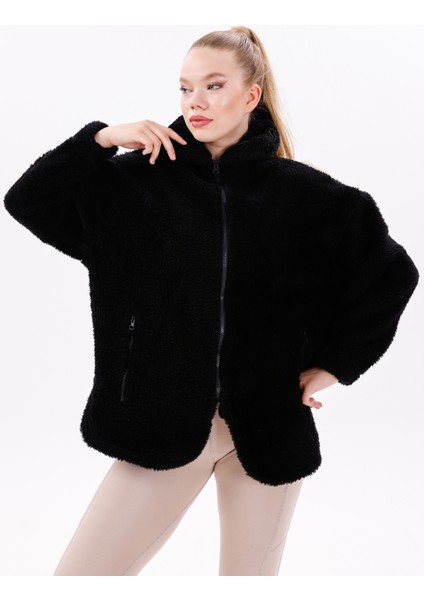 Kadın Peluş Rüzgar Geçirmez Welsoft Çift Kışlık Mont Kaban