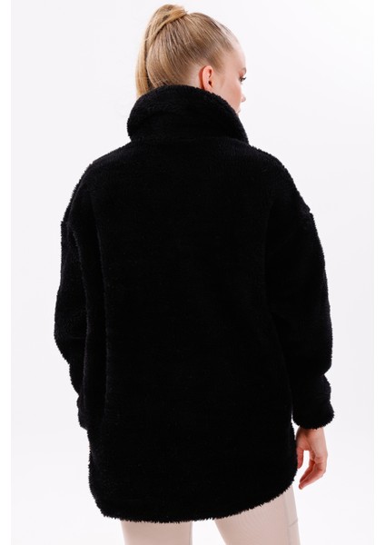Kadın Peluş Rüzgar Geçirmez Welsoft Çift Kışlık Mont Kaban