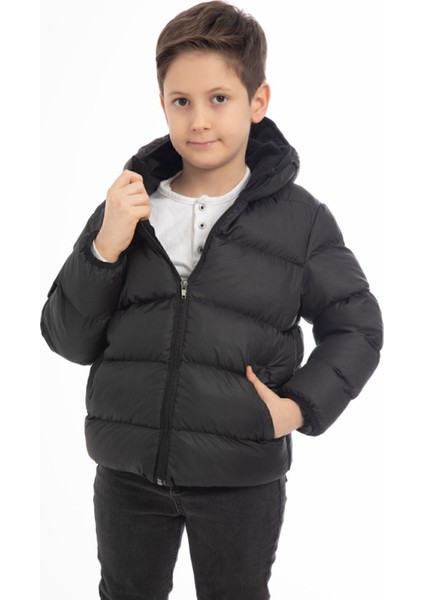 Spor Erkek Çocuk Polarlı Kapüşonlu Su Geçirmez Rüzgara Dayanıklı Cepli Mont