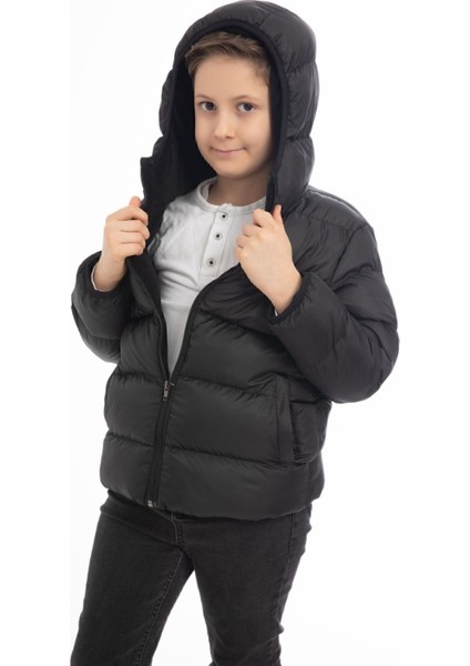 Spor Erkek Çocuk Polarlı Kapüşonlu Su Geçirmez Rüzgara Dayanıklı Cepli Mont