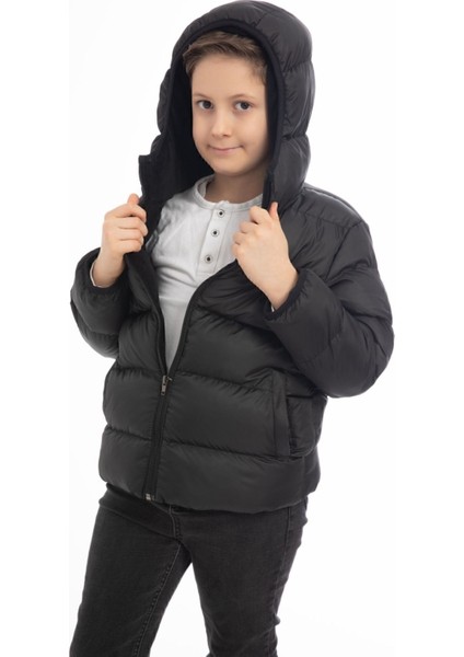 Spor Erkek Çocuk Polarlı Kapüşonlu Su Geçirmez Rüzgara Dayanıklı Cepli Mont