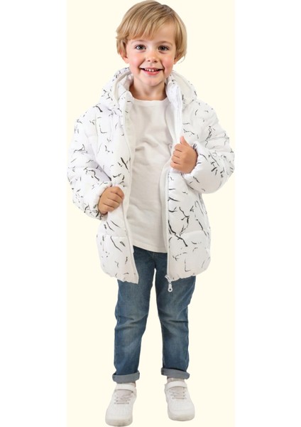 Erkek Çocuk Beyaz Çıkabilir Kapüşonlu Su ve Rüzgar Geçirmez Kışlık Şişme Mont & Kaban & Parka DCM-110 indirimleri