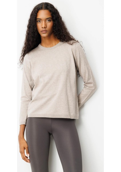 Kadın Basic Sıfır Yaka Kazak Vizon