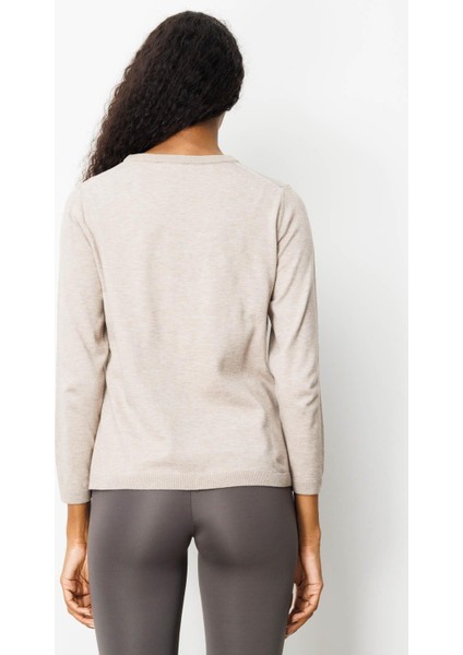 Kadın Basic Sıfır Yaka Kazak Vizon fırsatları