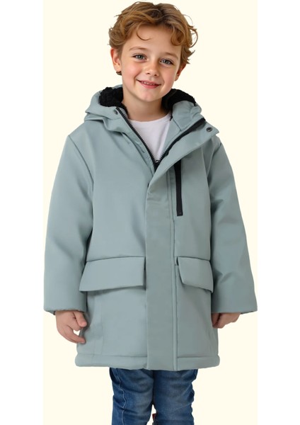 Spor Erkek Çocuk Kürklü Su Ve Rüzgar Geçirmez Kapüşonlu 3 Cep Mont & Kaban & Parka