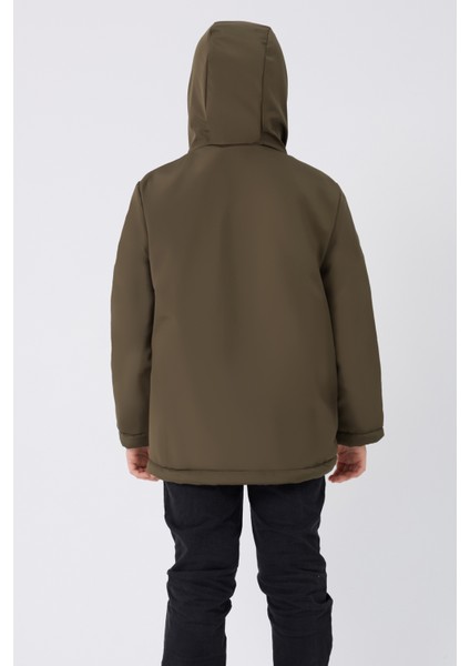 Spor Erkek Çocuk Kürklü Su Ve Rüzgar Geçirmez Kapüşonlu 3 Cep Mont & Kaban & Parka