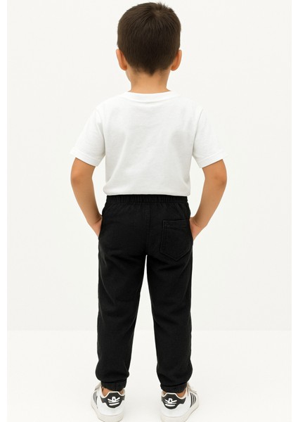 Erkek Çocuk Jogger Pantolon Keten Görünümlü Cepli Günlük Rahat Fit indirimleri