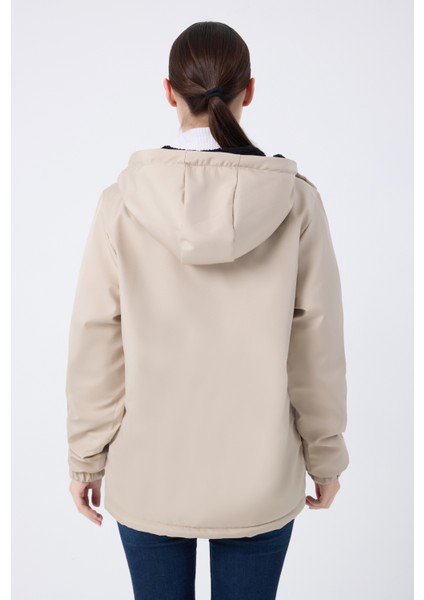 Spor Kadın Kürklü Su ve Rüzgar Geçirmez Kapüşonlu Mont & Kaban & Parka