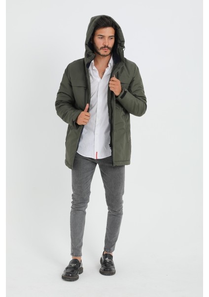 Spor Erkek Polarlı Su ve Rüzgar Geçirmez Kapüşonlu Mont & Kaban & Parka