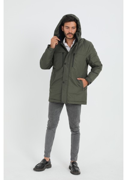 Spor Erkek Polarlı Su ve Rüzgar Geçirmez Kapüşonlu Mont & Kaban & Parka