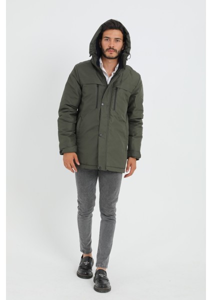 Spor Erkek Polarlı Su ve Rüzgar Geçirmez Kapüşonlu Mont & Kaban & Parka