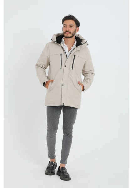 Spor Erkek Polarlı Su ve Rüzgar Geçirmez Kapüşonlu Mont & Kaban & Parka