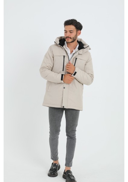 Spor Erkek Polarlı Su ve Rüzgar Geçirmez Kapüşonlu Mont & Kaban & Parka