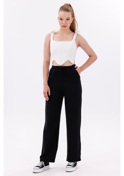 Kadın Yüksek Bel Gabardin-Keten Dokulu Pantolon – Nefes Alabilir Kumaş, 4 Mevsim